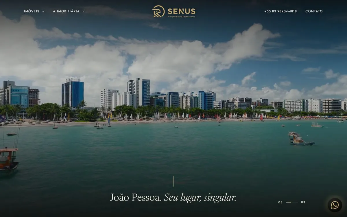 Site novo da Senus Imóveis no computador